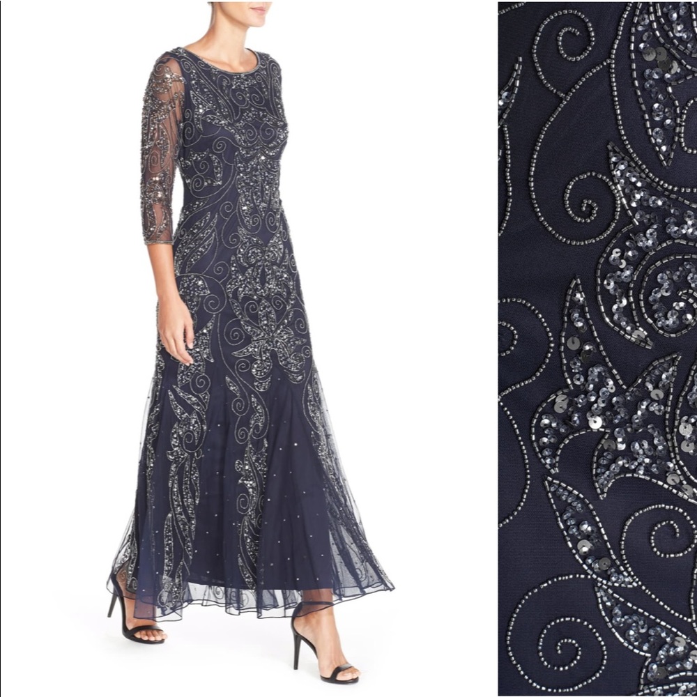 Pisarro Nights Dark Blue Embellished Gown